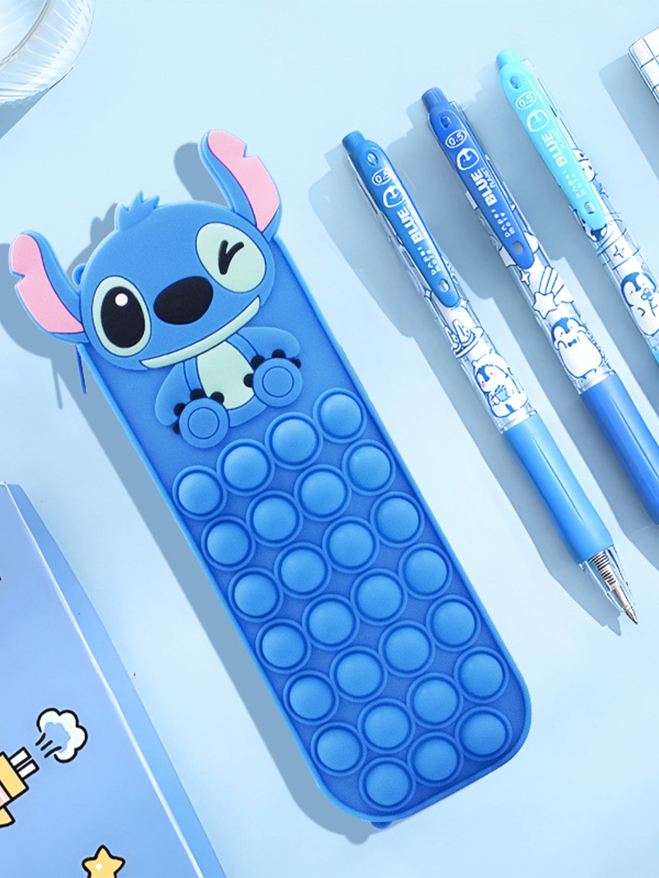 3D Stitch Silicone Stress Relief Bubble Pencil Case