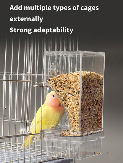 Parrot Bird Feeder Anti-Spill Automatic Dispenser with Husk Separation