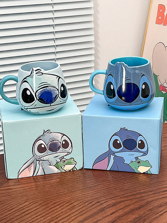 Stitch Hug Illustration Big Belly Ceramic Mug