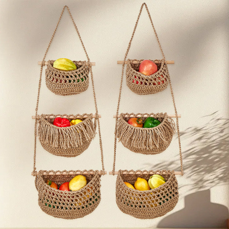 Three-layer fruit net storage basket
