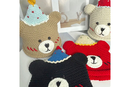**Handmade Teddy Bear Knitted Hat (Sweet and Warm Autumn/Winter Wool Hat)**