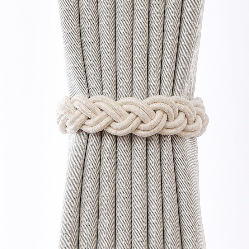 Simple log braided cotton rope curtain straps