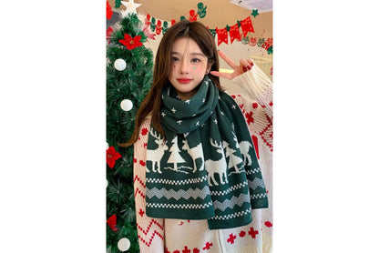 **Christmas Reindeer Knit Scarf (Three Colors Available)**