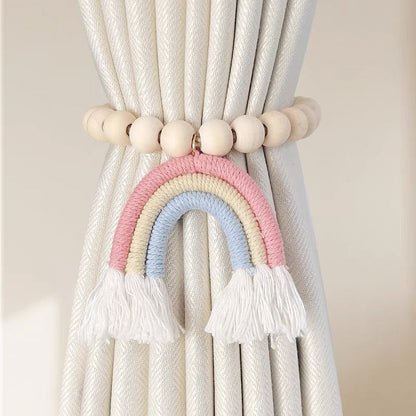 Punch-free rainbow tassel curtain tie
