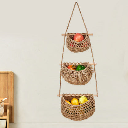Three-layer fruit net storage basket