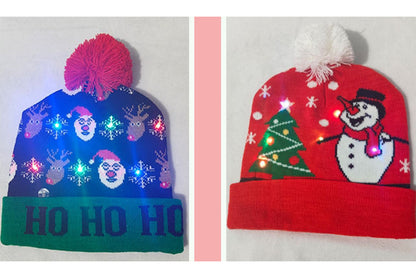 **Christmas LED Pom-Pom Knit Hat (Winter Warm Fold-Up Light-Up Hat)**