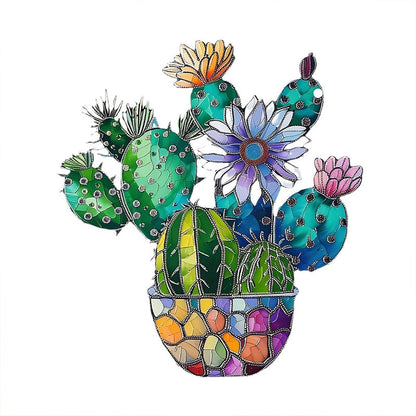 Cactus Potted Decorative Colored Acrylic Window Hanging