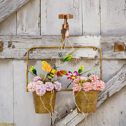Solar faucet double flower pot wall mounted light