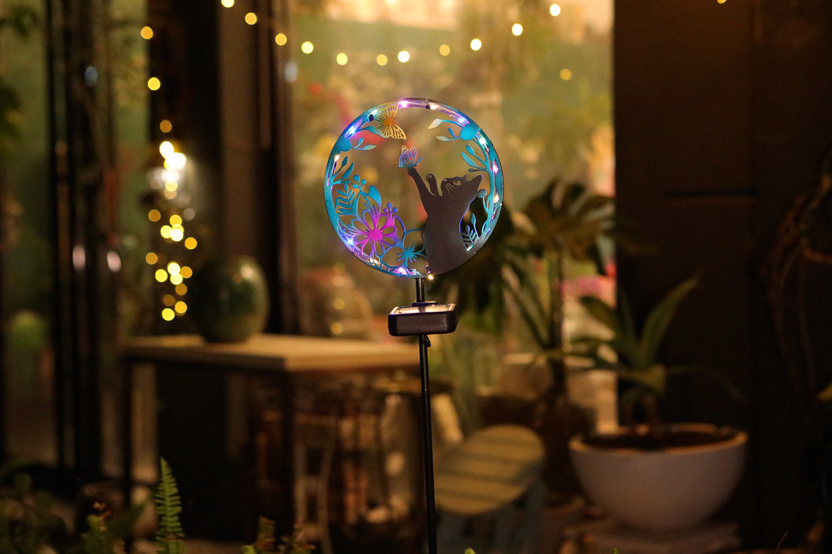 LED Iron Art Solar Garden Animal Silhouette Ground Light