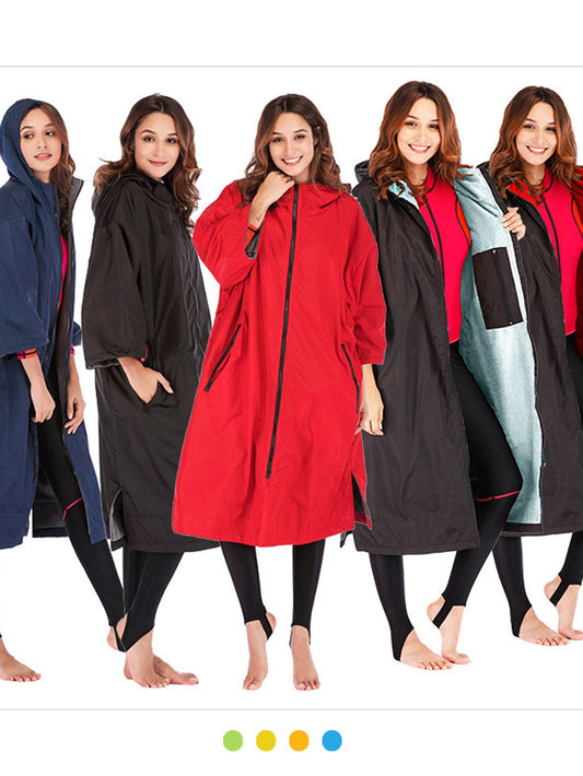 Water-repellent hooded cape jacket