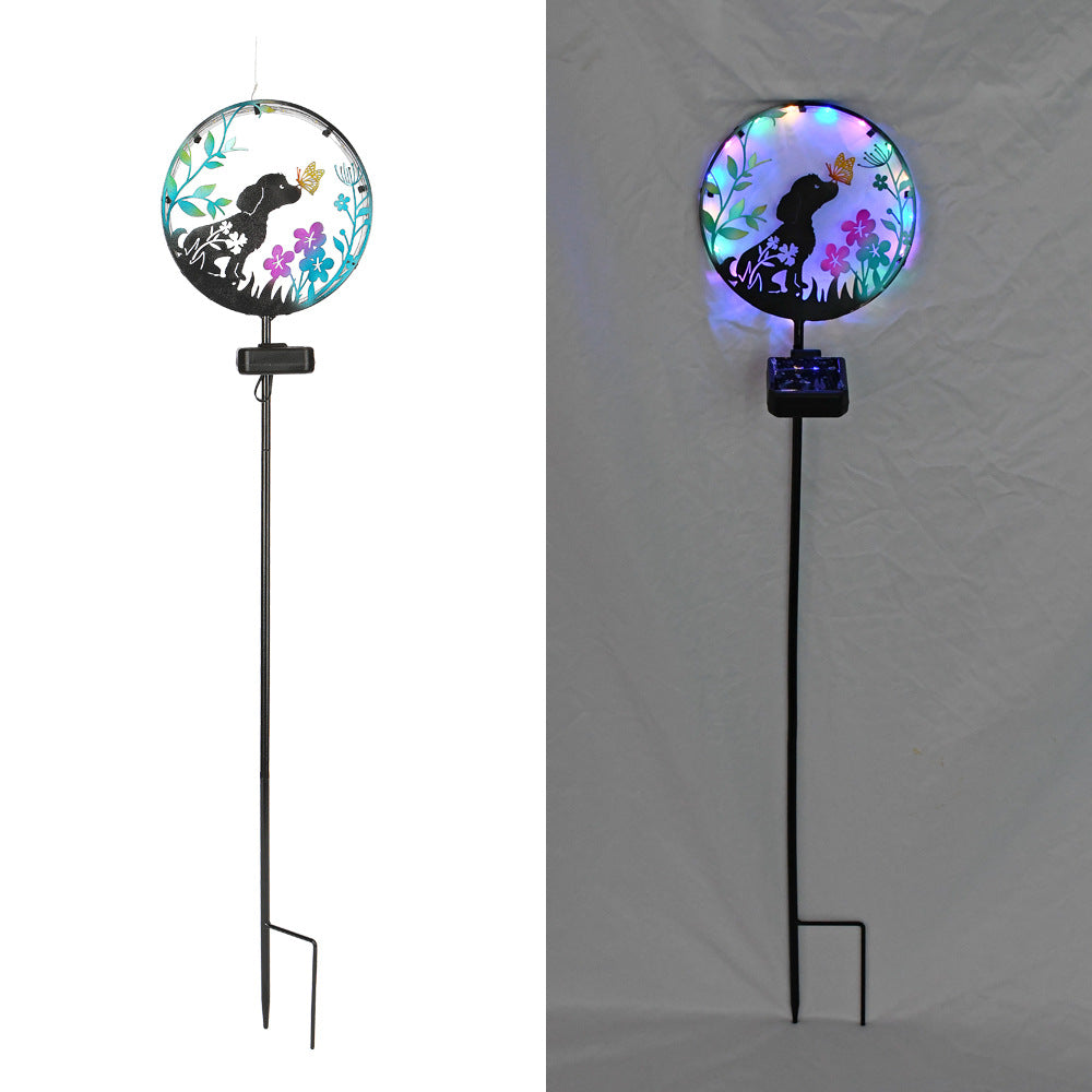 LED Iron Art Solar Garden Animal Silhouette Ground Light