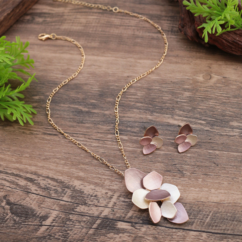 Enamel Geometric Petal Earring Pendant Set