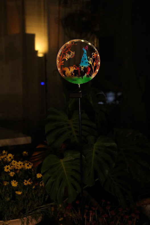 LED Iron Art Solar Garden Animal Silhouette Ground Light