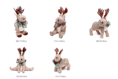 **Cattle Christmas Deer Wooden Ornament Set**