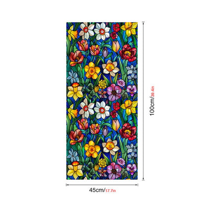 Double-sided colorful flower static glass sticker