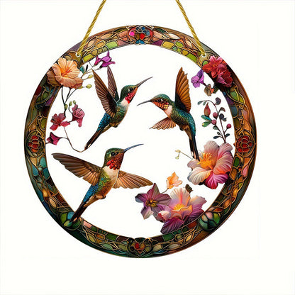Colorful Parrot Branch Decorated Acrylic Sun Catcher