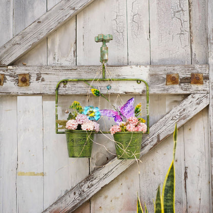 Solar faucet double flower pot wall mounted light