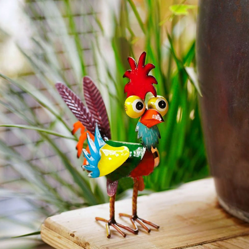 Colorful iron rooster ornaments
