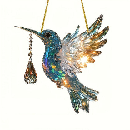 European Style Hummingbird Painted Acrylic Suncatcher
