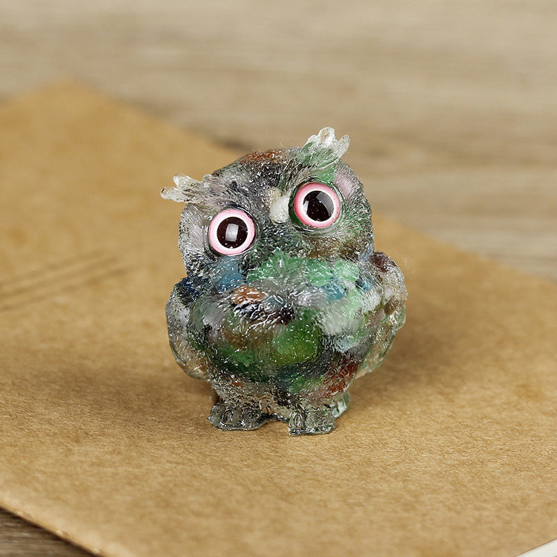 Natural crystal owl ornaments