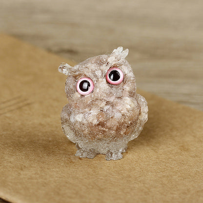 Natural crystal owl ornaments