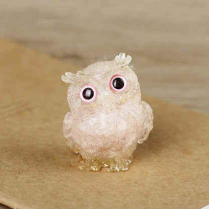 Natural crystal owl ornaments
