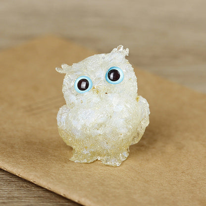 Natural crystal owl ornaments