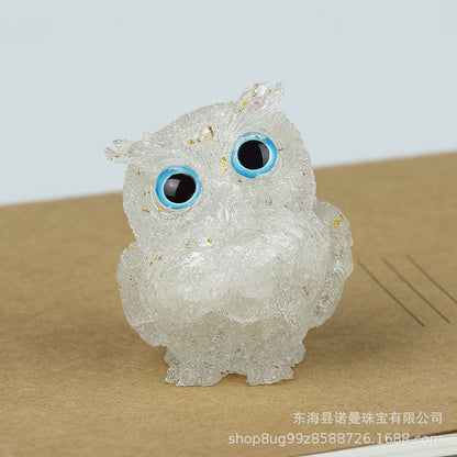 Natural crystal owl ornaments