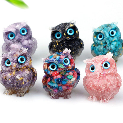 Natural crystal owl ornaments