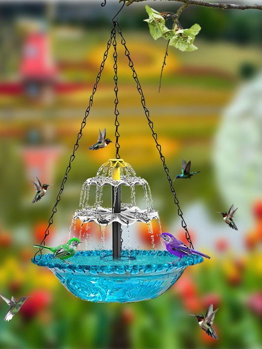 Solar Fountain Bird Bath Hanging