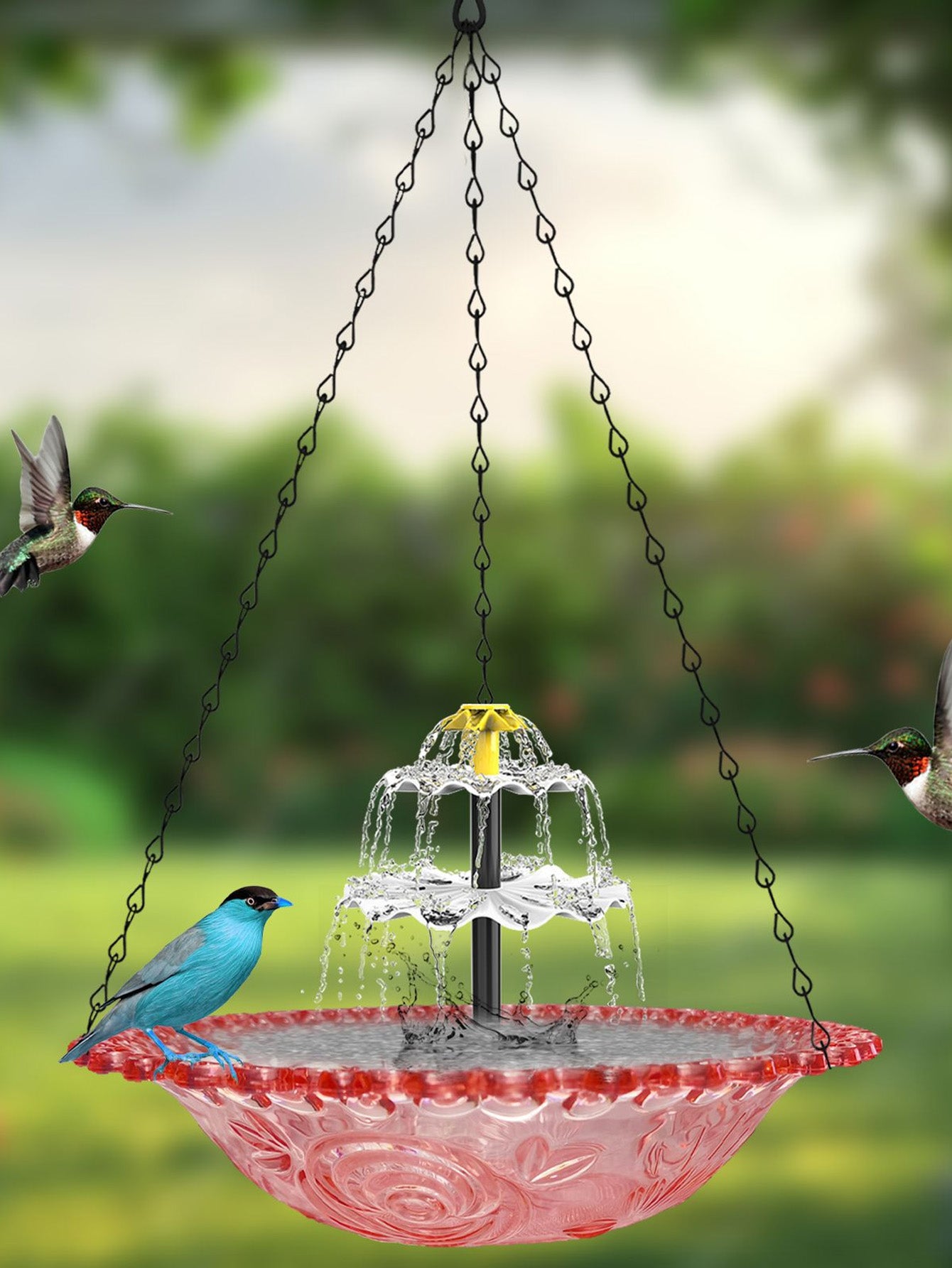 Solar Fountain Bird Bath Hanging