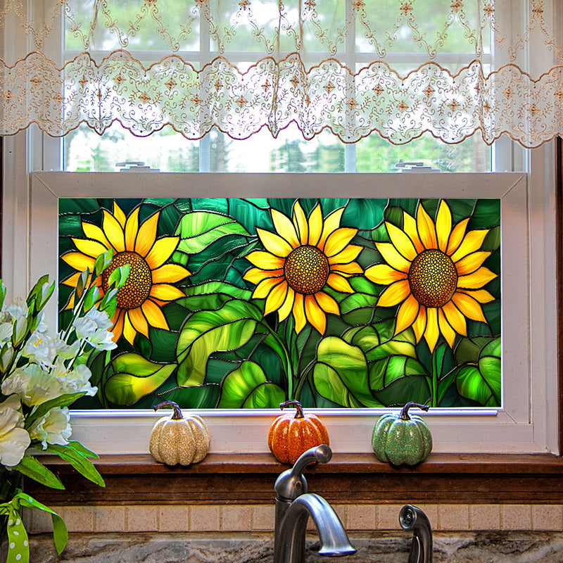 Colored flower static glass sticker