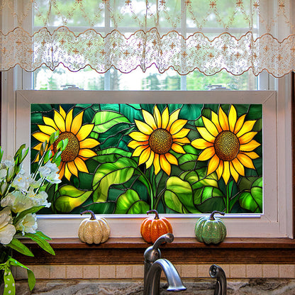 Colored flower static glass sticker