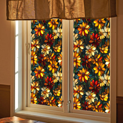 Double-sided colorful flower static glass sticker