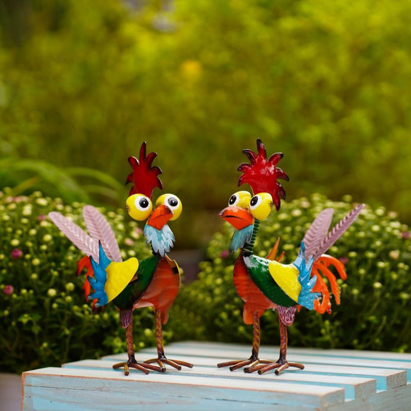 Colorful iron rooster ornaments