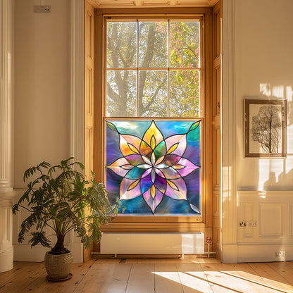 Colorful flower static glass sticker
