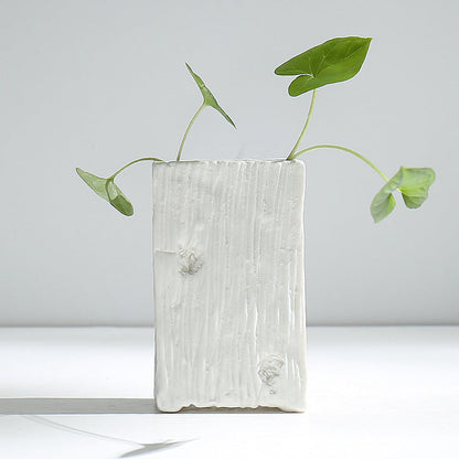 Simple plain fired hydroponic white porcelain flower pot