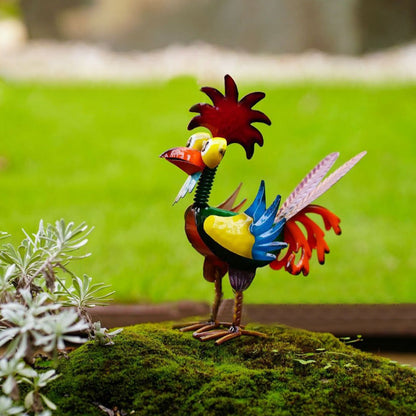 Colorful iron rooster ornaments
