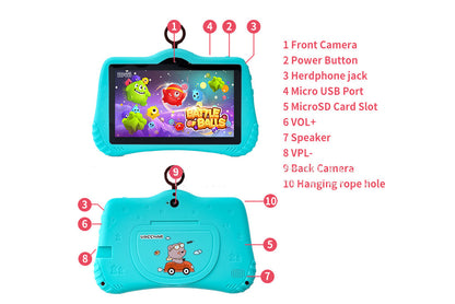 7-inch Kids' Tablet | Shockproof and Explosion-Proof | Android 7.0
