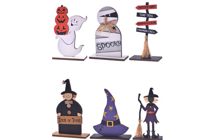 **Halloween Wooden Ornaments | Witch Ghost Themed Painted Decorations**