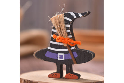**Halloween Wooden Ornaments | Ghost Bat Tiered Tray Decoration**