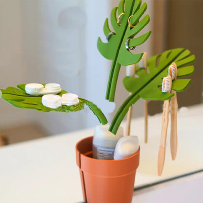 Mirrored monster bamboo toothbrush stand