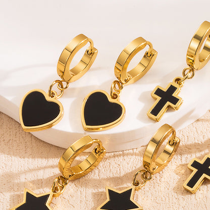 Stainless steel heart cross star earrings