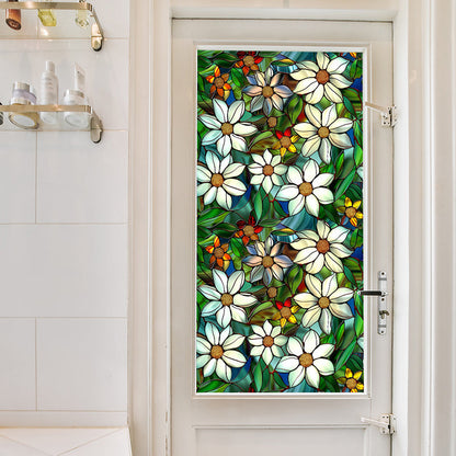 Double-sided colorful flower static glass sticker