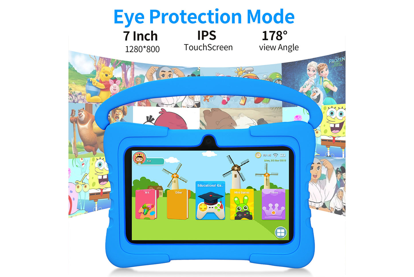 1+16GB Kids Tablet, Explosion-Proof Screen, Wi-Fi Version