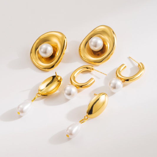 Simple stainless steel retro earrings