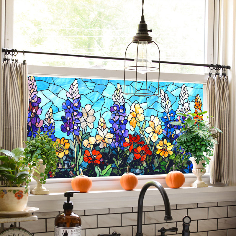 Colored flower static glass sticker