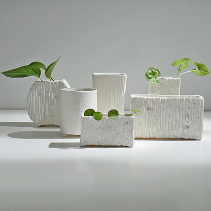 Simple plain fired hydroponic white porcelain flower pot