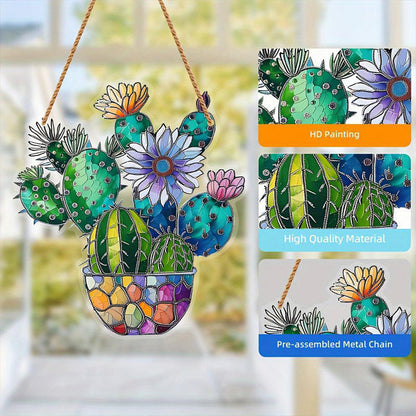 Cactus Potted Decorative Colored Acrylic Window Hanging