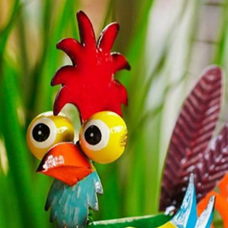 Colorful iron rooster ornaments